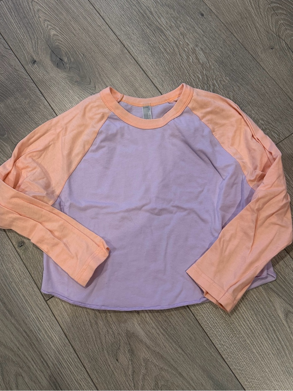 American Apparel Lilac & Peach Baseball Tee Long Sleeve Top Size Medium